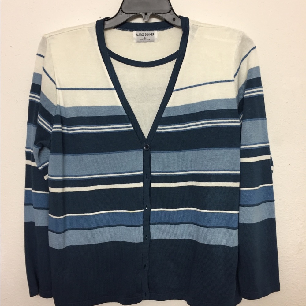 Striped Beige and Blue two pieces cardigan